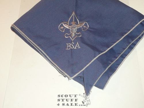 BSA National Supply Troop Neckerchief, Embroidered Emblem with piping, Triangle, Blue/Silver