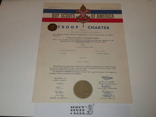 1959 Boy Scout Troop Charter, February, 25 Year Veteran Troop