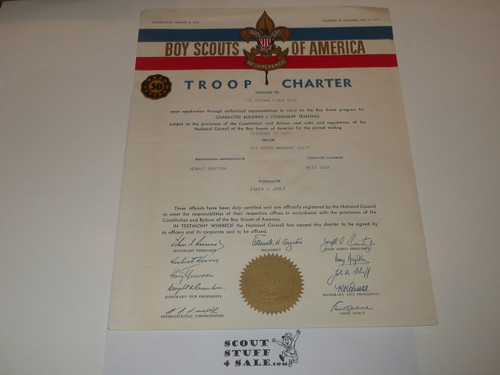 1962 Boy Scout Troop Charter, February, 25 Year Veteran Troop