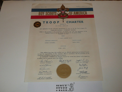 1963 Boy Scout Troop Charter, February, 30 Year Veteran Troop