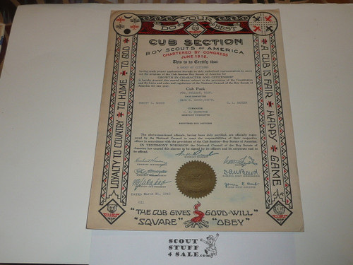 1940 Cub Scout Pack Charter, March