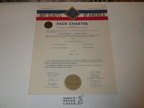 1957 Cub Scout Pack Charter, May, 5 Year Veteran Pack