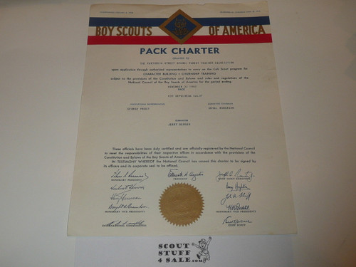 1962 Cub Scout Pack Charter, November