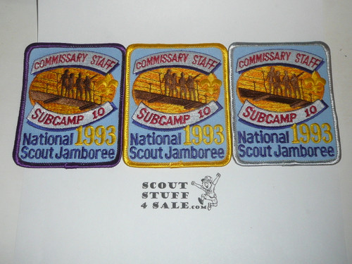 1993 National Jamboree 3 different Subcamp 10 Commissary Staff Patches
