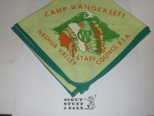 Camp Wanocksett STAFF Neckerchief, green with green piping