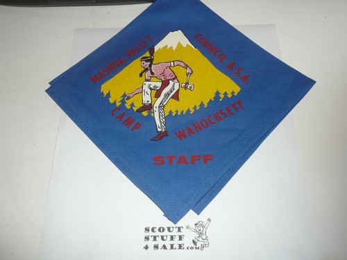 Camp Wanocksett STAFF Neckerchief, Blue with Yellow Mtn