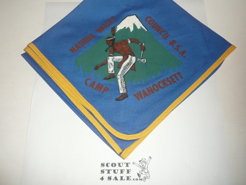 Camp Wanocksett Neckerchief, Blue with Yellow piping