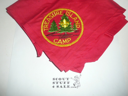 Treasure Island Camp, Philadelphia Council, Neckerchief, red with yellow bdr patch