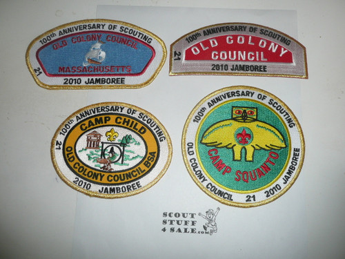 Old Colony Council Limited Edition 100th Anniversary / 2010 Jamboree set of OA, Council and Camp Patches, all with embroidered numbering to match