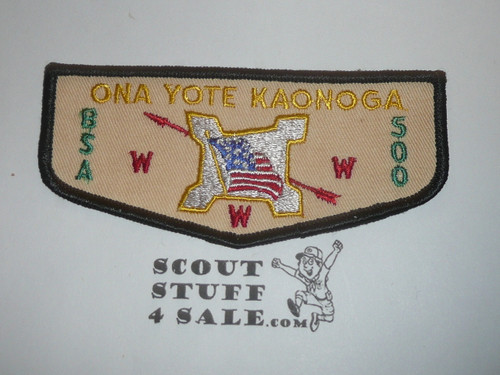 Order of the Arrow Lodge #500 Ona Yote Kaonaga f1 First Flap Patch