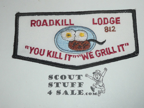 Order of the Arrow SPOOF Roadkill Lodge, You Kill It We Grill It Flap Patch - Boy Scout