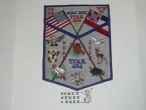 Order of the Arrow Lodge #404 Ti'ak 2002 NOAC 2 Piece Flap Patch Set
