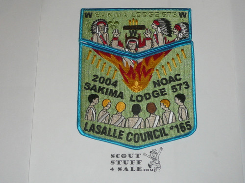 Order of the Arrow Lodge #573 Sakima 2004 NOAC 2 Piece Flap Patch Set