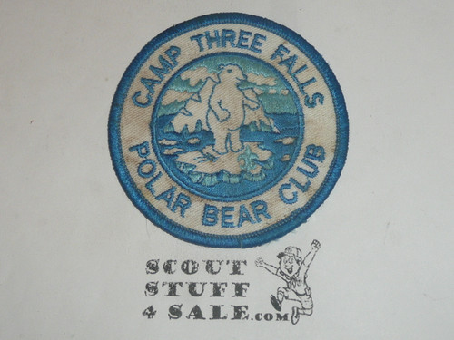 Camp Three Falls Polar Bear Club Patch, Ventura County Council, lt blue with box soil
