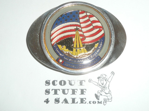 Space Shuttle Challenger Mission STS-17/41G (Oct 1984) Silver Plate Belt Buckle, NASA, New in Bag