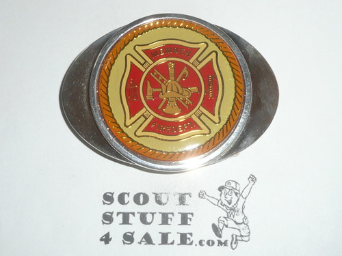 Fire Fighter Silver Plate Belt Buckle, New in Bag