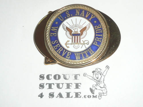 United States Navy 24k Gold Plate Belt Buckle, New in Bag, variety #2