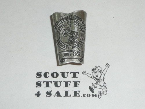 1957 Baden Powell Camporee, Naval Air Station, Quonset Point R.I. Metal Neckerchief Slide