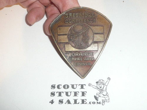 Orange Empire Council Green Bar Conference Bronze Neckerchief Slide