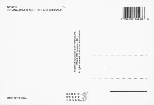 Indiana Jones Last Crusade Postcard by Classico San Francisco #105-035