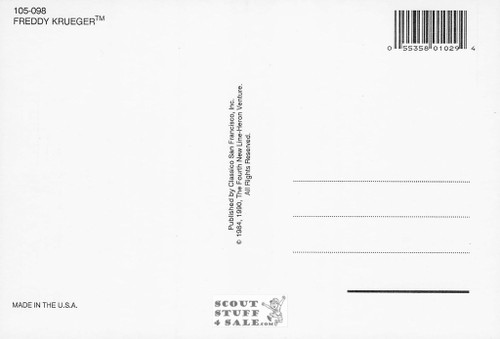 Nightmare on Elm Freddy Krueger Postcard by Classico San Francisco #105-098