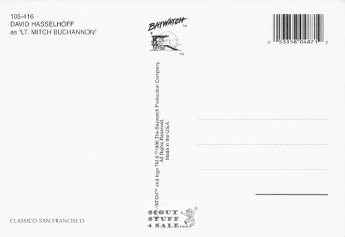 David Hasselhoff Baywatch Postcard by Classico San Francisco #105-416