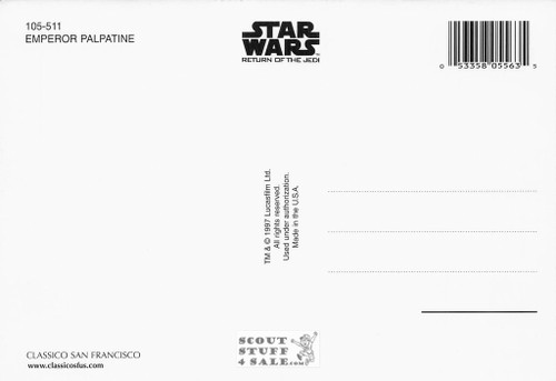 Star Wars Postcard, Emperor Palpatine, by Classico San Francisco #105-511