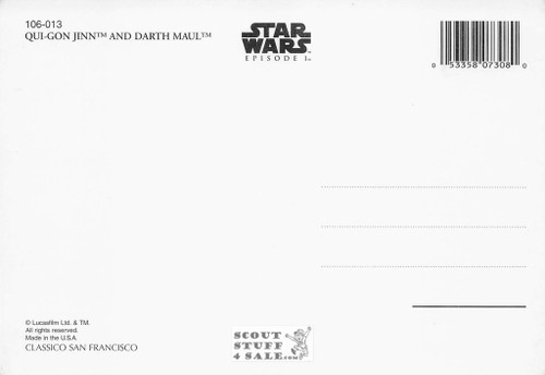 Star Wars Episode 1 Postcard, Qui-Gon Jinn/Darth Maul, by Classico SF #106-013
