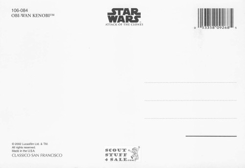 Star Wars Attack of the Clones Postcard, Obi Wan Kenobi, Classico SF #106-084