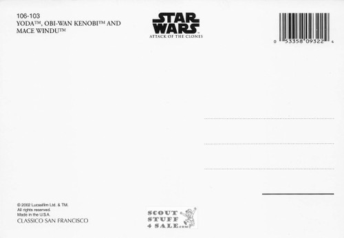 Star Wars Attack of the Clones Postcard, Yoda/Kenobi/Windu, Classico #106-103