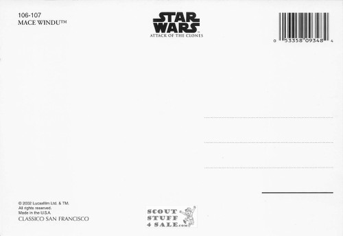 Star Wars Attack of the Clones Postcard, Mace Windu, by Classico SF #106-107