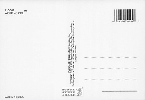 Working Girl Movie Postcard by Classico San Francisco #110-009