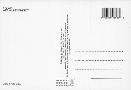 We Willie Winkie Shirley Temple Movie Postcard by Classico SF #110-029