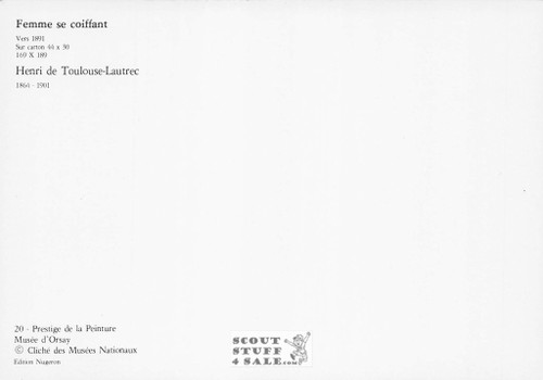 Femme Se Coiffant by Toulouse Lautrec Painting Postcard by Nugeron #115-020