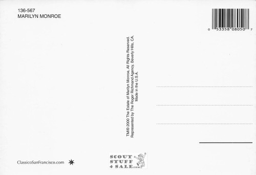 Marilyn Monroe Black/White Postcard by Classico San Francisco #136-567