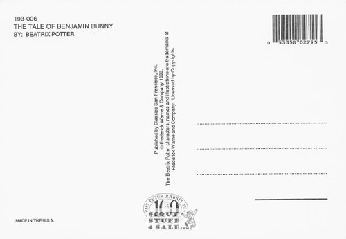 Tale Benjamin Bunny Beatrix Potter Postcard Classico San Francisco #193-006