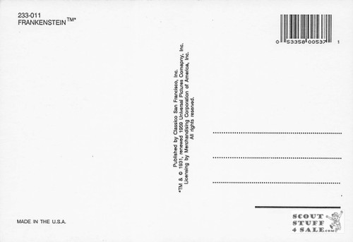 Frankenstein Movie Postcard by Classico San Francisco #233-011