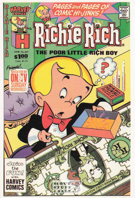Richie Rich #247 Comic Cover, Harvey Comics Postcard by Classico SF #317-001