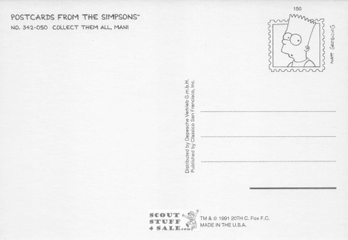 The Simpsons Cartoon German Postcard by Classico San Francisco #342-050