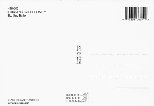 Chicken is My Specialty Guy Buffet Postcard by Classico San Francisco #446-003