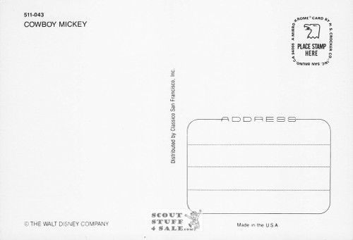 Mickey Mouse Cowboy Mickey Postcard by Classico San Francisco #511-043