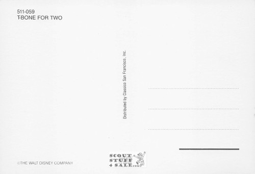 Pluto "T-Bone for Two" Walt Disney Cartoon Postcard Classico SF #511-059