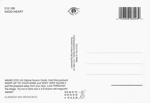 XXOO Heart - Magic Eye 3D Optical Illusion Postcard, Classico SF #512-188