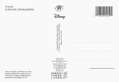 Aladdin Disney Magic Eye 3D Optical Illusion Postcard, Classico SF #513-007