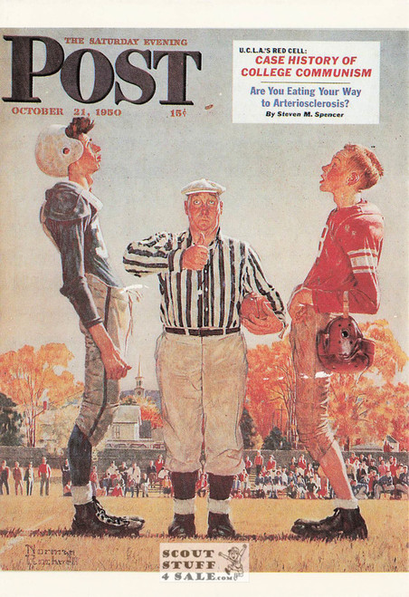 THE TOSS, Norman Rockwell Artwork Postcard, Football, Sat Eve Post, #611-001