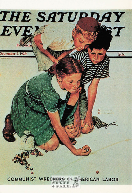 MARBLES CHAMPION, Norman Rockwell Artwork Postcard, Sat Eve Post, #611-022