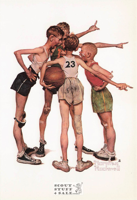 SPORTING BOYS - OH. YEAH!, Norman Rockwell Postcard, Basketball, #611-071