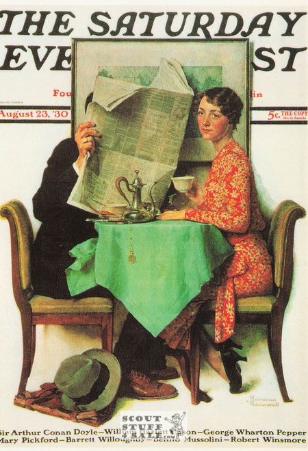 THE BREAKFAST TABLE, Norman Rockwell Artwork Postcard, Sat Eve Post, #611-102