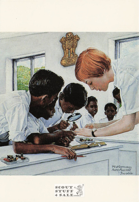 THE PEACE CORPS IN INDIA, Norman Rockwell Artwork Postcard, Classico #611-171