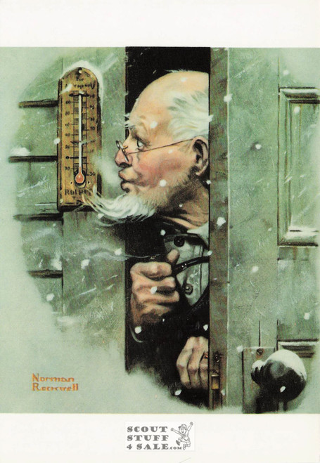 MAN READING THERMOMETER, Norman Rockwell Artwork Postcard, #611-173